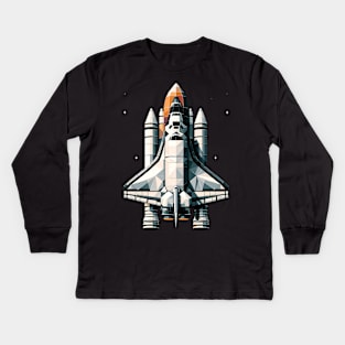 Geometric Orbiter | Space Shuttle Design Tee | Astronautics Kids Long Sleeve T-Shirt